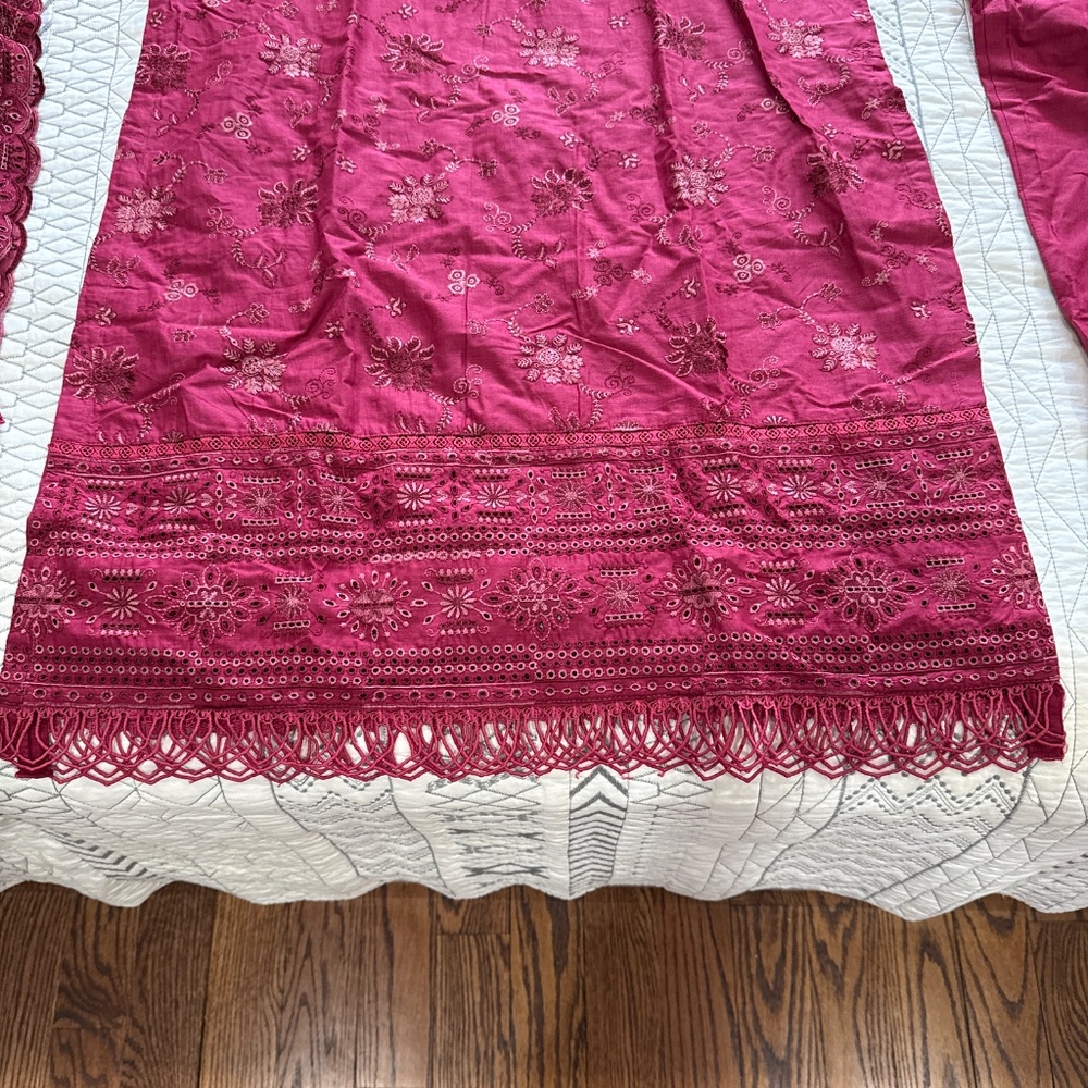 3 pc Cotton Chickenkari Embroidered Suit Chiffon Dupatta,Pakistani L - Picture 4 of 16